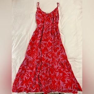 Loft Tall Tropic Strappy Tiered Midi Dress Size S